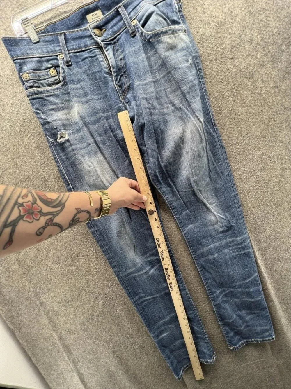 True Religion Geno Relaxed Slim Jeans Mens 32 Blue Stretch Denim Distressed